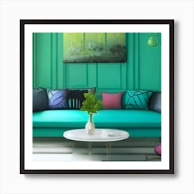 Turquoise Living Room Art Print