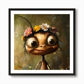 Ant In Flower Crown Affiche