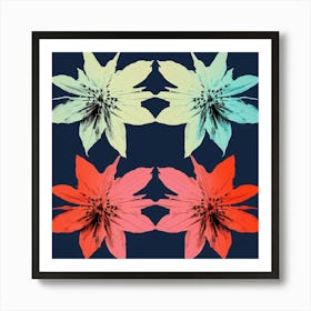 Andy Warhol Style Pop Art Flowers Edelweiss 2 Square Art Print