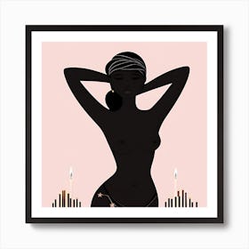 Sexy Woman With Candles Art Print