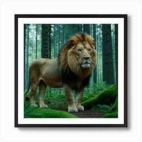 Lion In The Forest Art Print