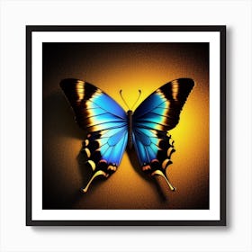 Blue Butterfly Wallpaper Art Print