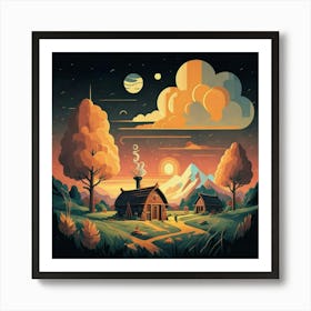 A simple and vibrant little land 17 Art Print