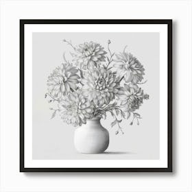 Dahlias In A Vase Wall Art Print Art Print