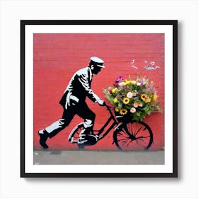 Flowers On A Bike Art Print