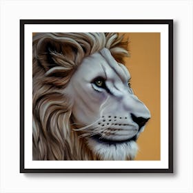 Golden White Lion Profile Art Print