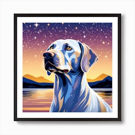 Labrador Retriever, colorful dog illustration, dog portrait, animal illustration, digital art, pet art, dog artwork, dog drawing, dog painting, dog wallpaper, dog background, dog lover gift, dog décor, dog poster, dog print, pet, dog, vector art, dog art, do in night, starry night dog Art Print