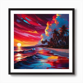 Sunset At The Beach 242 Art Print