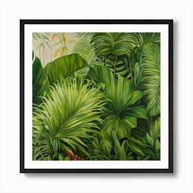 Oil Painted Realistic Mural Of Green Tropical Rain (9) Art Print