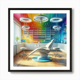 A colorful, modern interior design of a beauty salon or spa. Art Print