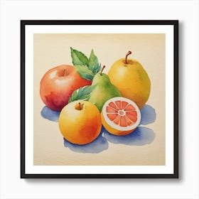 Watercolor Fruit Painting Art Print