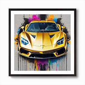 Golden Lamborghini 1 Art Print