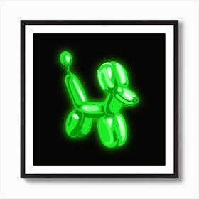 Green Neon Balloon Dog Square Wall Art Poster