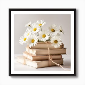 Daisies On Books Art Print