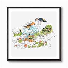 Playful Birds Art Print