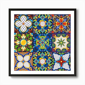 Bright And Colorful Mexican Talavera Ceramic Tile Pattern Art Print