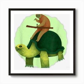 Speed Is Relative Cute Sloth Riding Tortoise Funny Gift Art Print