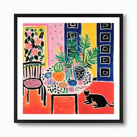 Cat At The Table Art Print