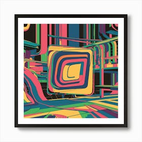 Vibrant Abstract Line Drawing With Bold Intersecting Strokes (4) Art Print