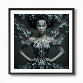 Woman With Butterflies Art Print