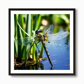 Nature Dragonfly Mating Couple Insect Sitting Duck Pond Lively Dvd Fauna Wild Animal Gras (13) Art Print