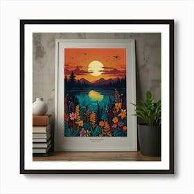 Sunset At The Lake Art Print