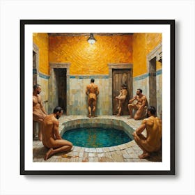 Bathers in a Turkish bath Van Gogh Style Art Print