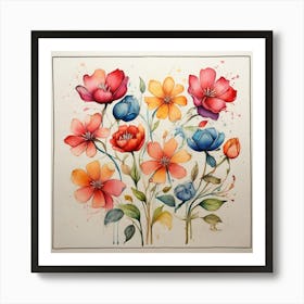 Watercolor Flowers Art Print