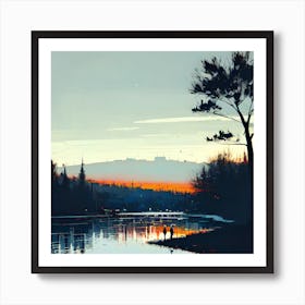 Sunset By The Lake 7 Art Print