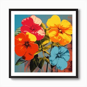 Andy Warhol Style Pop Art Flowers Impatiens 1 Square Art Print