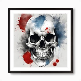 Skull With Paint Splatters 2 Art Print