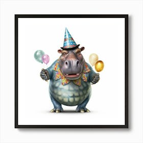 Birthday Hippo 1 Art Print
