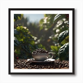 Coffee Cup With Coffee Beans 11 Art Print