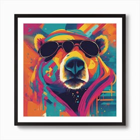 Bear, New Poster For Ray Ban Speed, In The Style Of Psychedelic Figuration, Eiko Ojala, Ian Davenpor (1) 1 Art Print