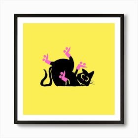 Cat On Roller Skates Art Print