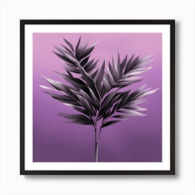 Purple Tropical Plant Against A Purple background, vector art, 1302 Art Print