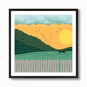 Fence In The Countryside Art Print