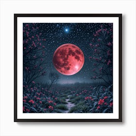 Full Moon In The Forest Art Print