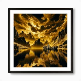 Golden Mountains 1 Art Print