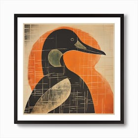 Retro Bird Lithograph Canvasback 3 Art Print