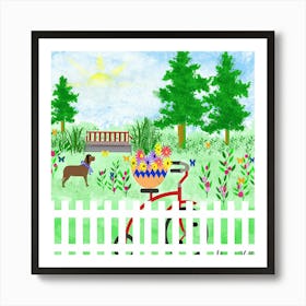 Bicycle In The Garden Art Print