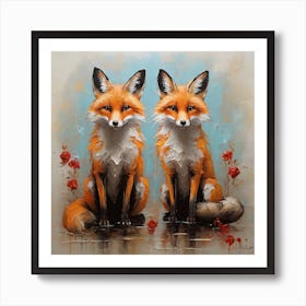 Couple of foxes Art Print