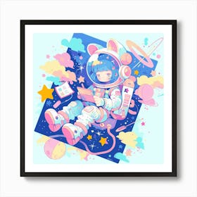 Kawaii Space Girl Art Print