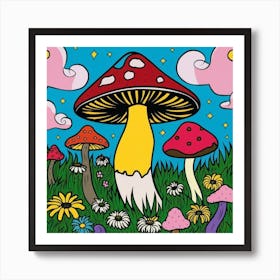 Mushrooms In The Meadow Art Print