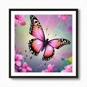 Butterfly With Flowers 13 Art Print