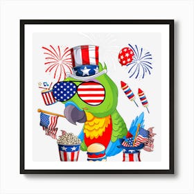 Trending Funny Parrot American Flag Sunglasses 4th Of Art Print