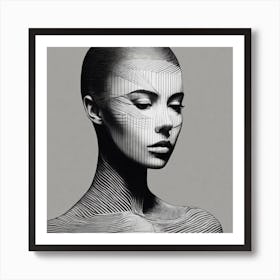 An Elegant 2d (((Hyper Minimalist Black And White)(3) Art Print