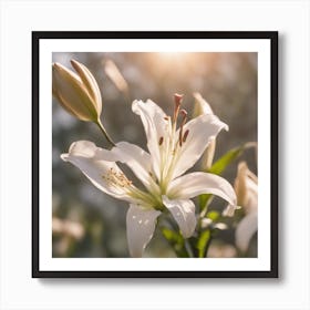 A Blooming Lily Blossom Tree With Petals Gently Falling In The Breeze 1 Art Print