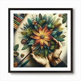 Flower In Hands Art Print