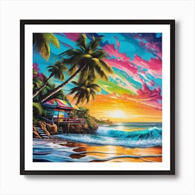 Sunset At The Beach 37 Art Print